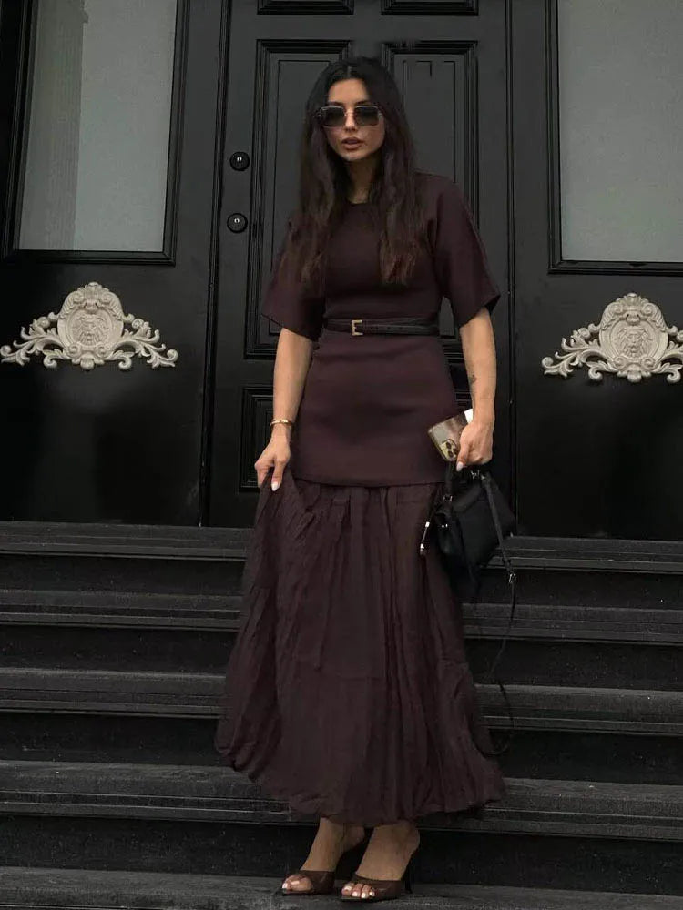 Vestido Elegance Plissê Midi