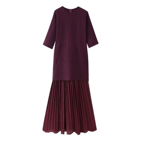 Vestido Elegance Plissê Midi