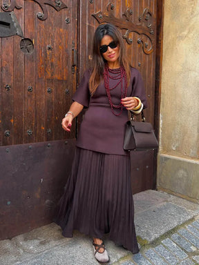 Vestido Elegance Plissê Midi