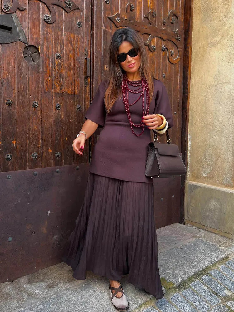 Vestido Elegance Plissê Midi