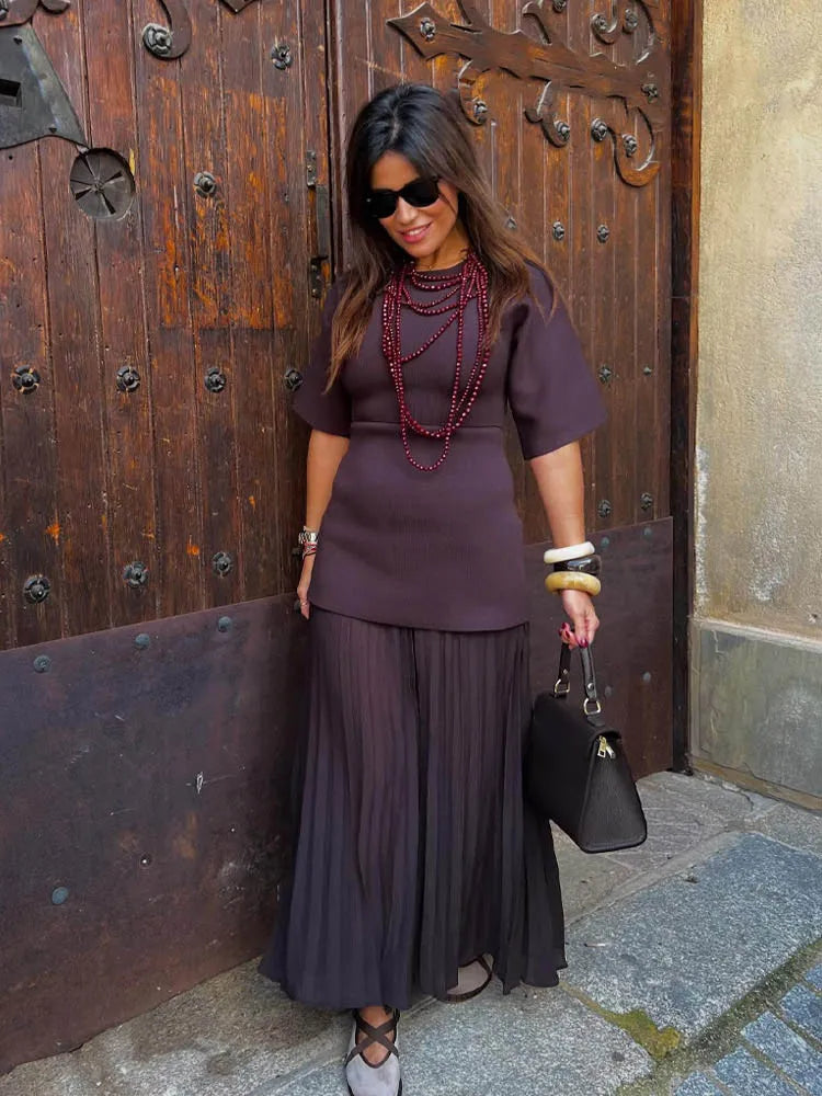 Vestido Elegance Plissê Midi