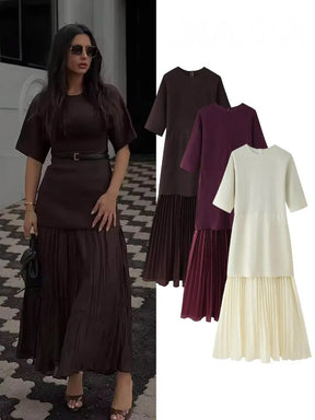 Vestido Elegance Plissê Midi