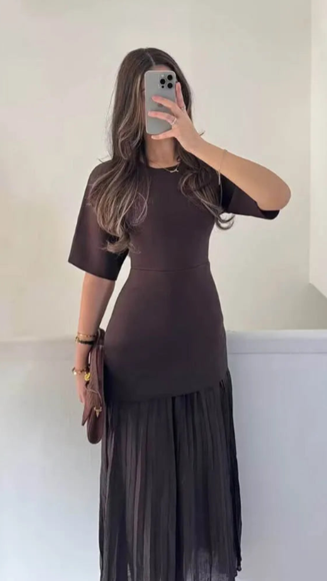Vestido Elegance Plissê Midi